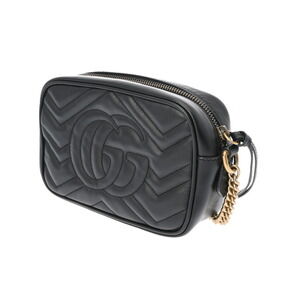 Gucci GG Shoulder Leather Black Bag Marmont